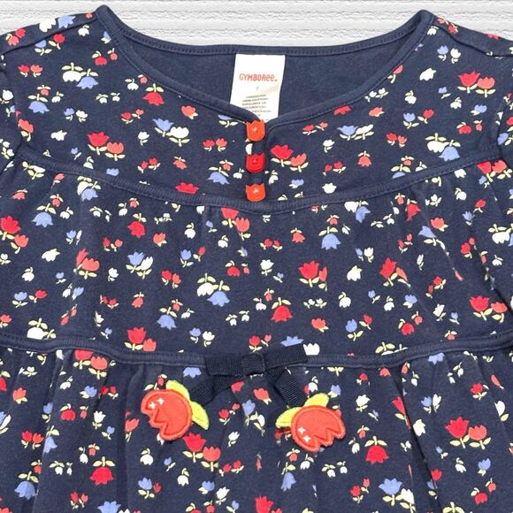 Gymboree Holland Days Tulip Dress Girls 7 Blue Floral 2007 Vintage Spring - Picture 2 of 4